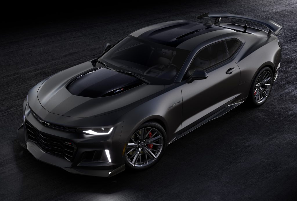Overhead front 3/4 view of 2024 Chevrolet Camaro ZL1 Collector’s Edition