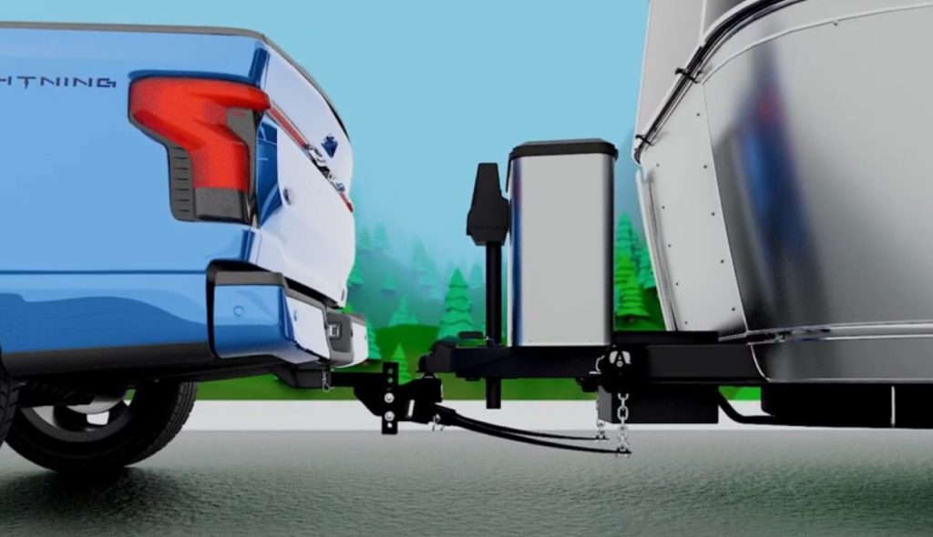 computer render close up of a truck and trailer tow hitch