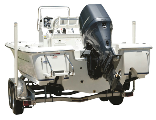 small center console fishing boat on a trailer
