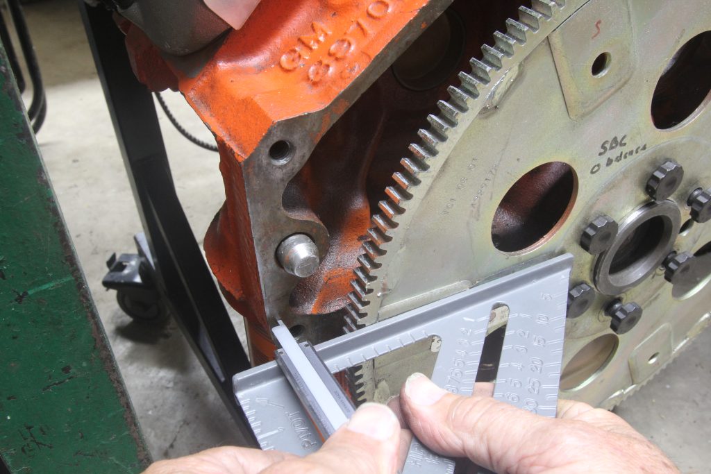 measuring flywheel clearance on an engine