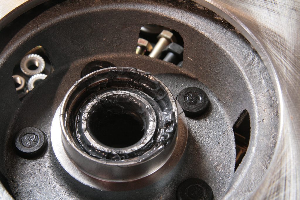 wheel bearing installed in a hub