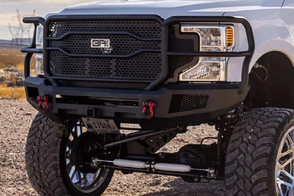 large off road bumper on a customized truck
