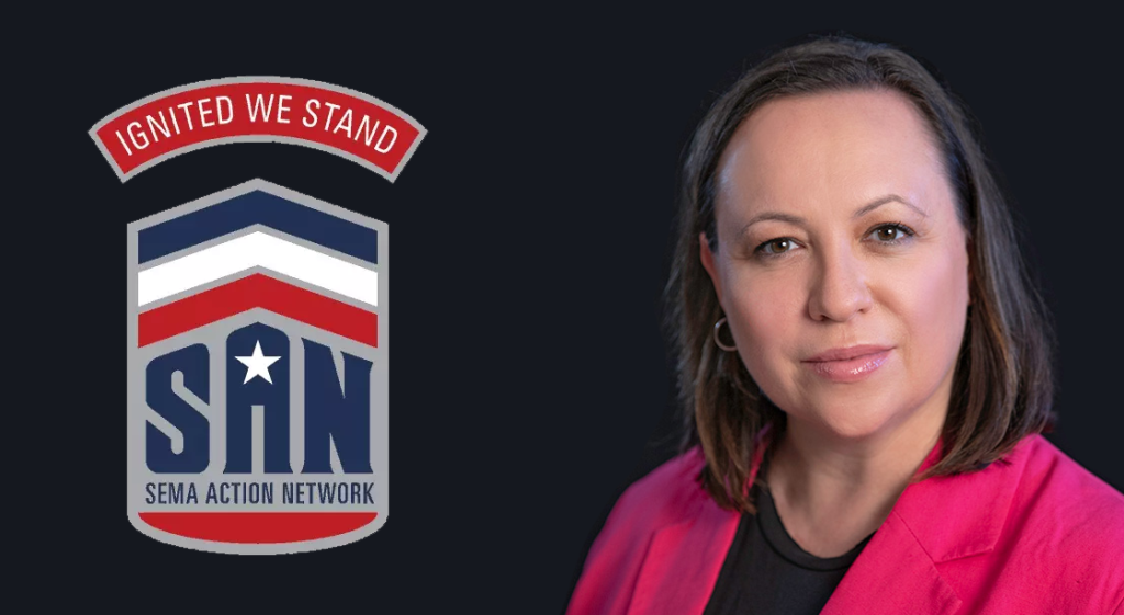 Woman pictured alongside SEMA logo