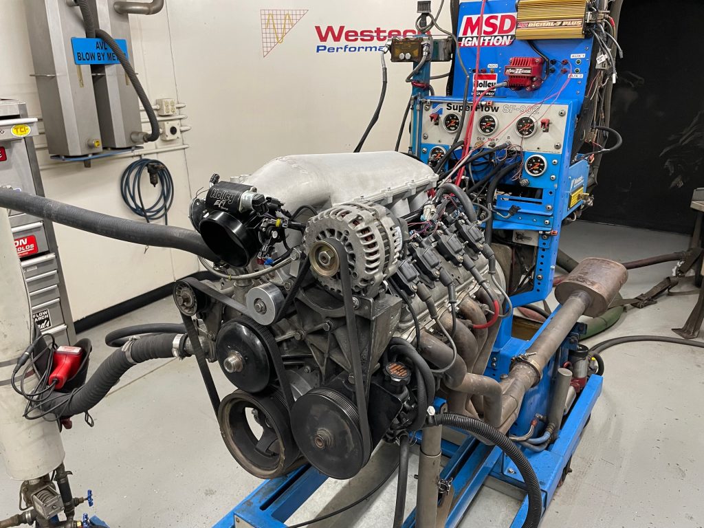 LR4 ls engine on a dyno for test run