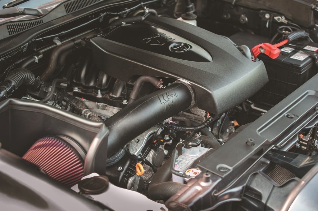 engine bay of a 2023 toyota tacoma