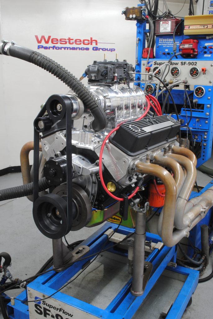 supercharged chevy v8 on an engine dyno