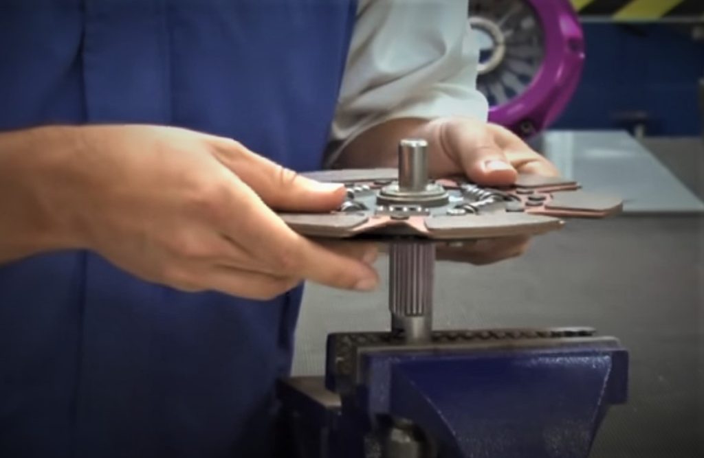 test fitting a clutch onto a splined shaft