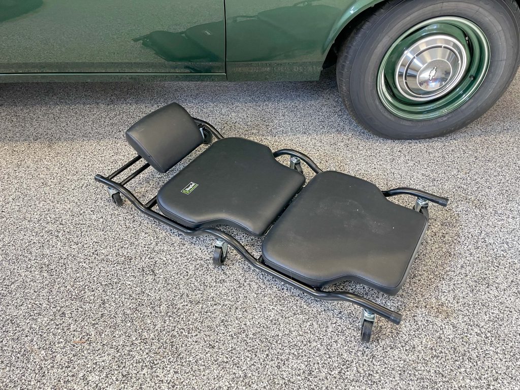 Wayne Scraba Garage Creeper Story--Creeper next to 1969 Nova