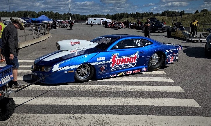 Jimmy Alund Pro Stock Camaro at staging lanes