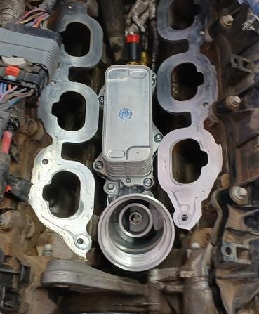 Dorman aluminum oil filter housing for pentastar, installed