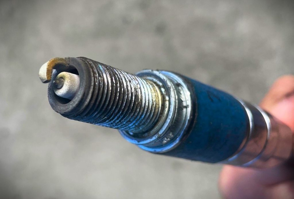 tip of an old spark plug