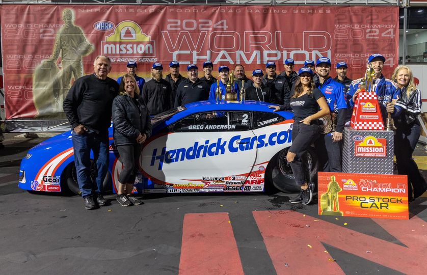 Greg Anderson, winner's circle at 2024 NHRA Finals