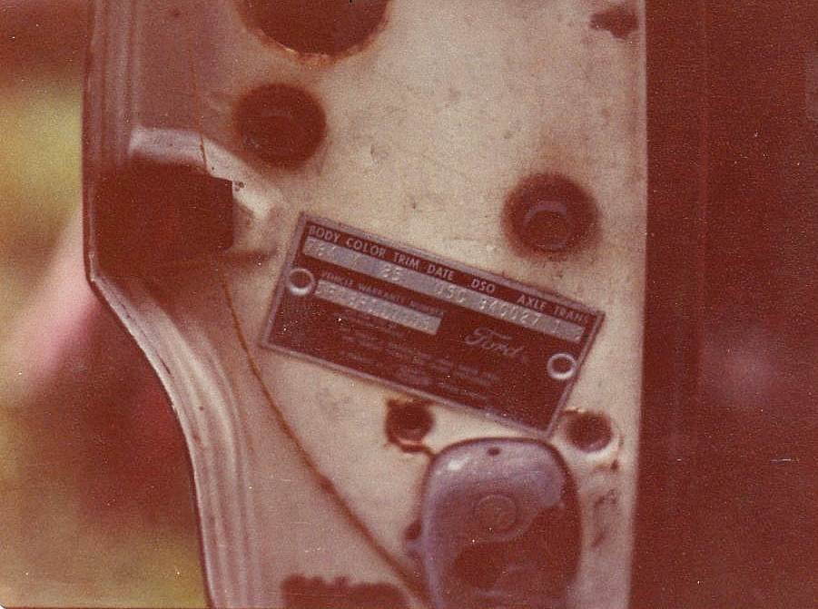 Data plate from 1964 Mustang for Magic Skyway