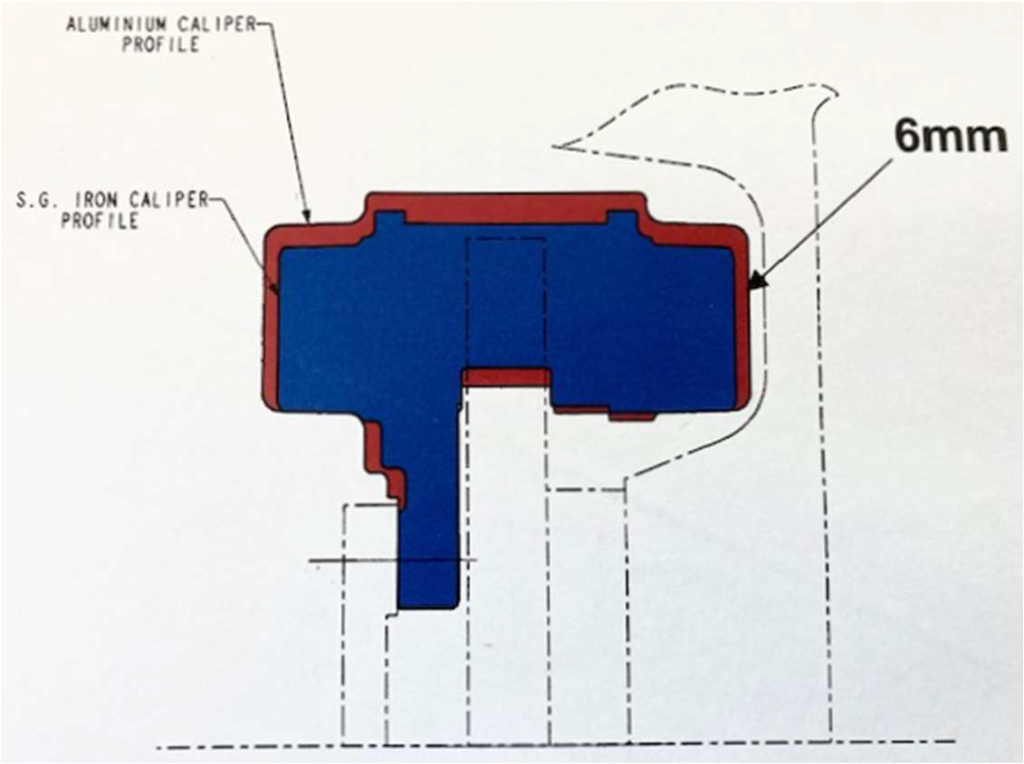 brake caliper profile view illustration