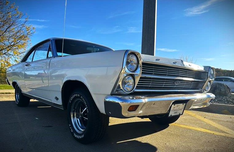 white 1966 Ford Fairlane 500 front passenger quarter