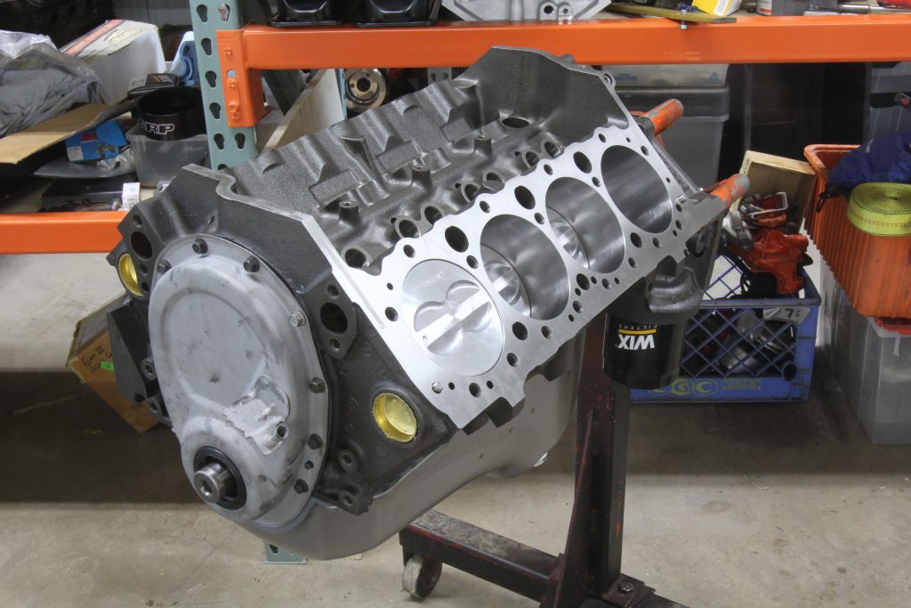V8 engine on a stand