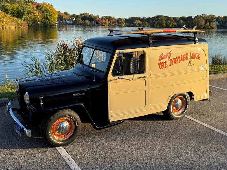 Quarter view in a custom 1948 Jeep Surf Panel Wagon