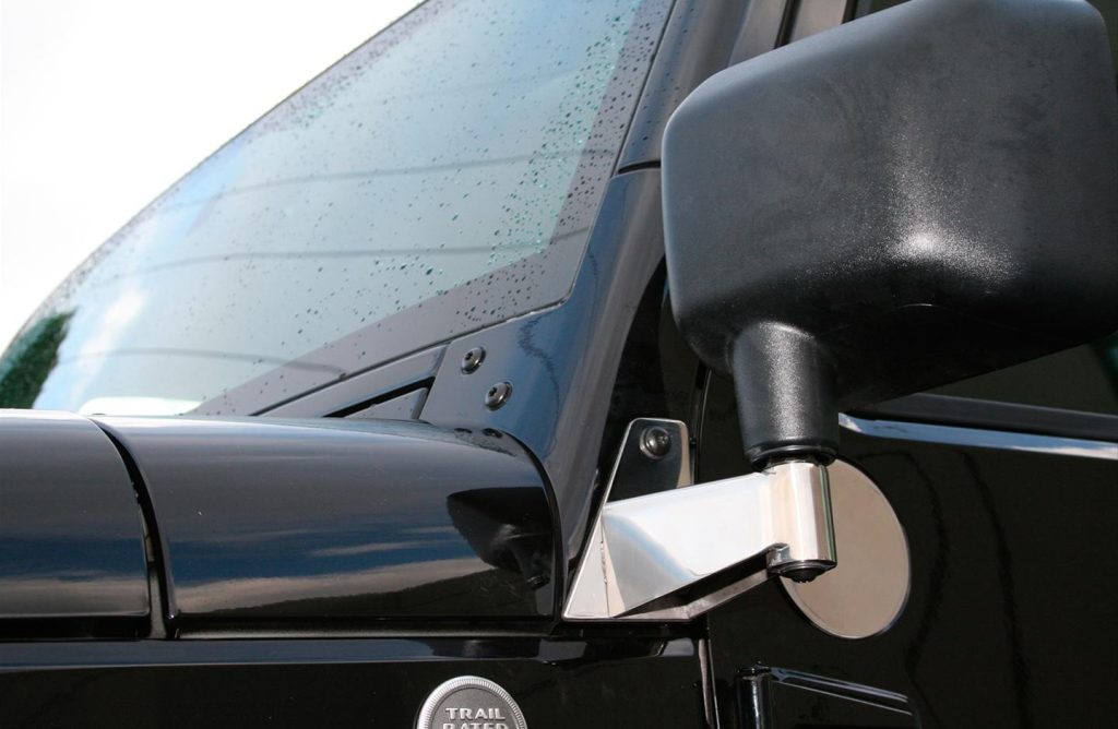 rugged ridge mirror relocation bracket for a jeep wrangler