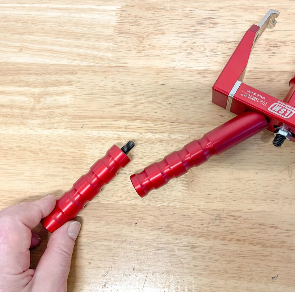 Adjusting handle on LSM valve seat pressure tester