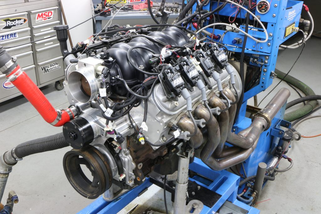 ls engine with trick flow heads on dyno