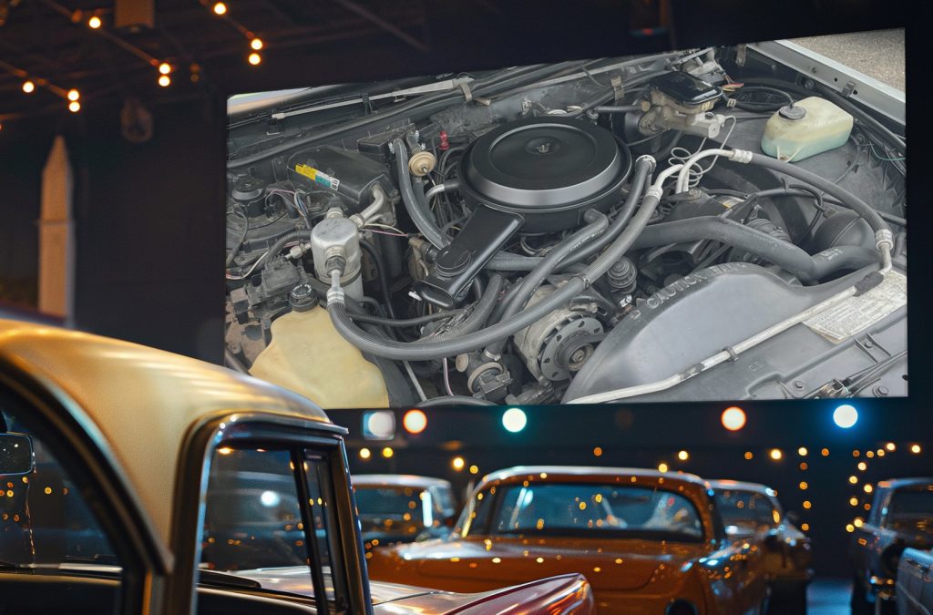 40 year old engine at drive in movie theater