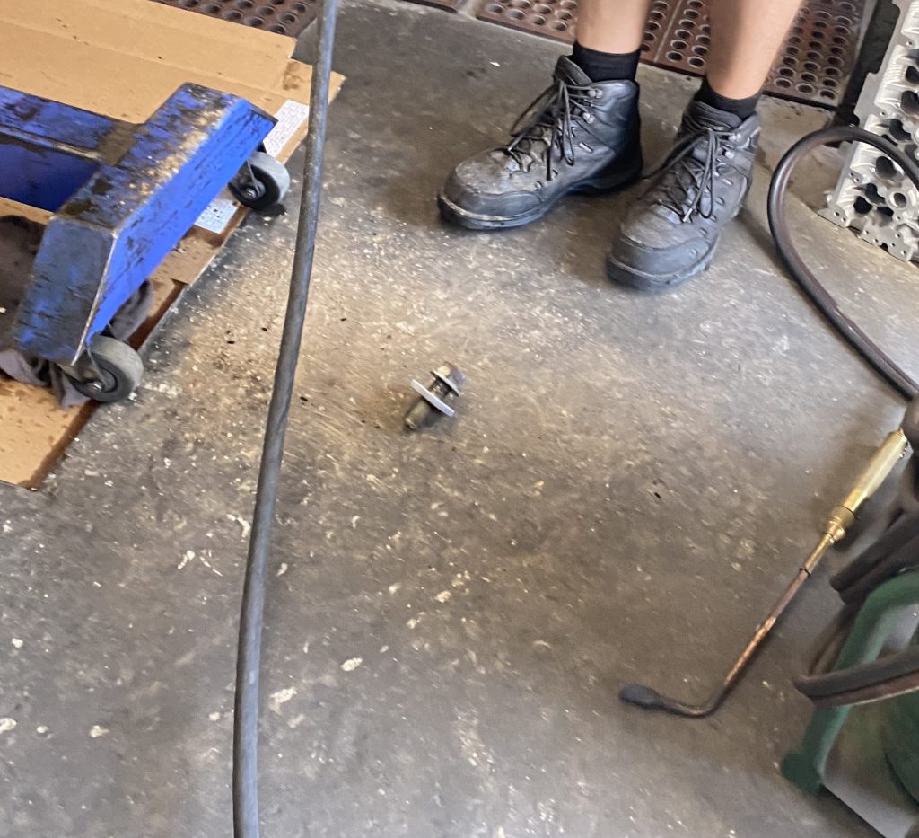 Crank pulley bolt removed & on the floor