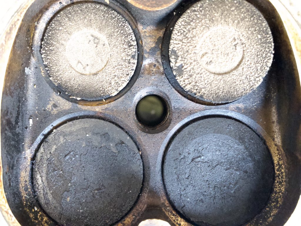 dirty valves inside a cylinder head