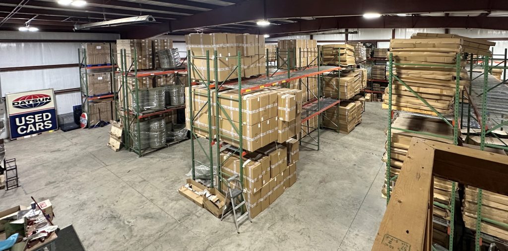 large warehouse filled with car parts