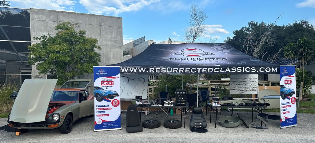 resurrected classics car show tent display