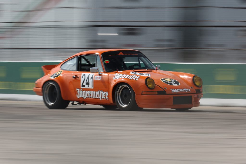 Jägermeister Porsche 911 race car on track