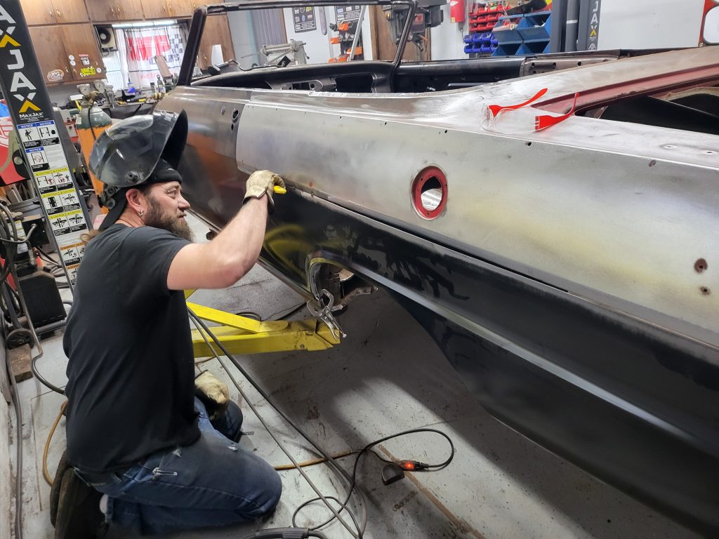 Installing lower quarter panel on a 1963 Chevy Nova