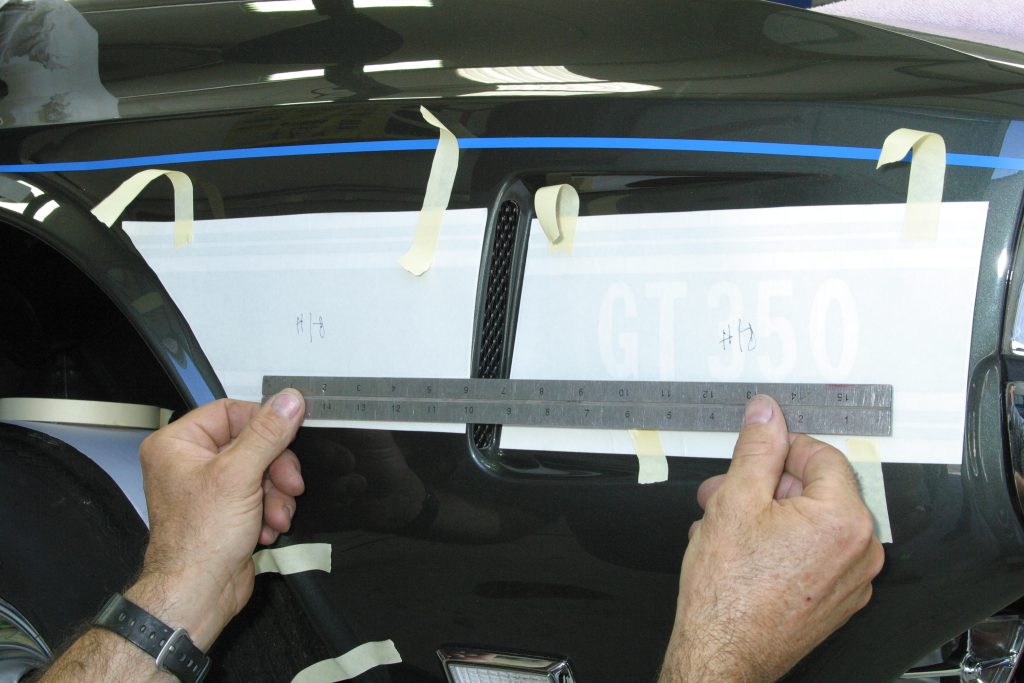 Positioning front fender stripes on 1969 Shelby GT350