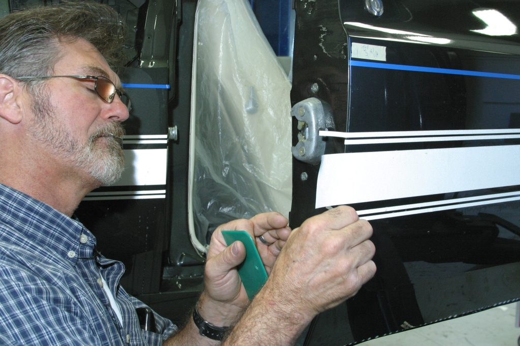 Wrapping around door stripe on 1969 Shelby GT350