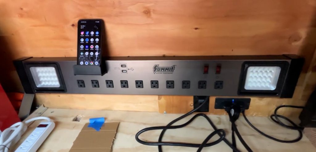 Summit Racing LED Power Station in race trailer