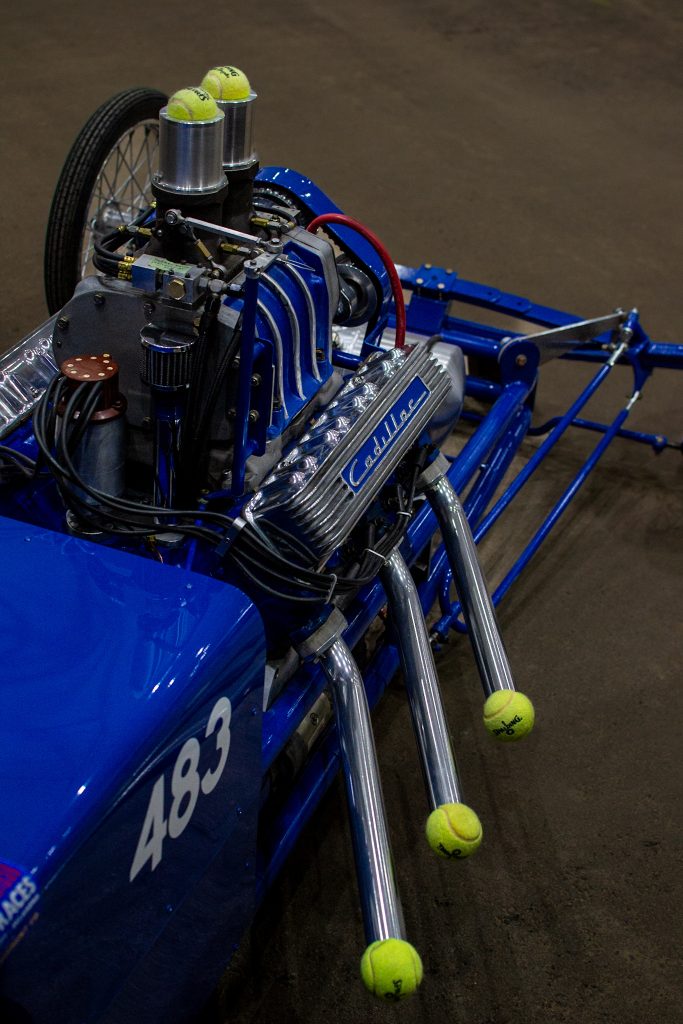 tennis balls stuffed in exhaust & intake of race motor