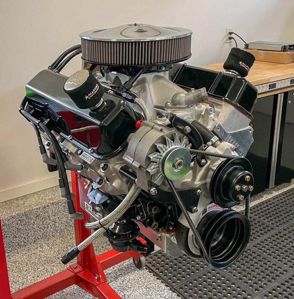 Small block Chevy on engine stand