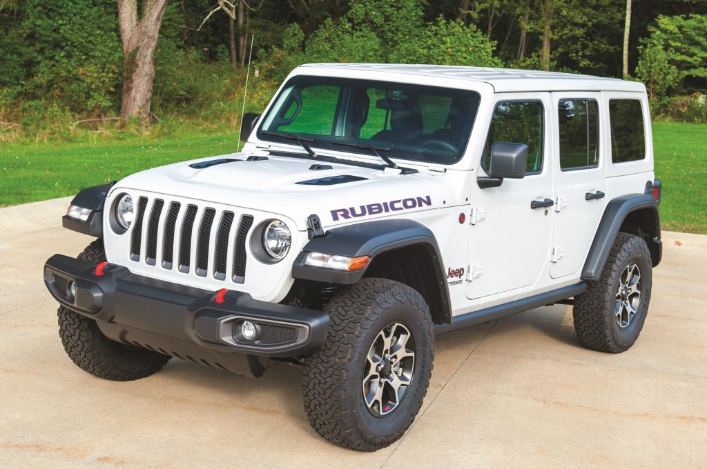 White 2021 Jeep Wrangler JL, stock