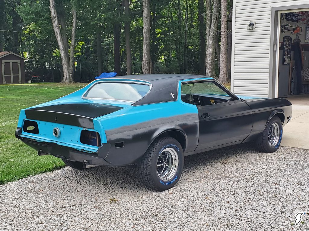 1973 Ford Mustang Grande project car in driveway