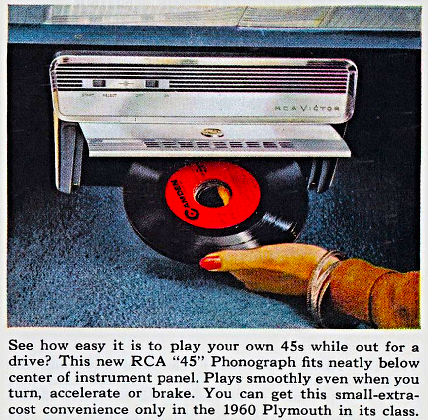option brochure for plymouth car record player